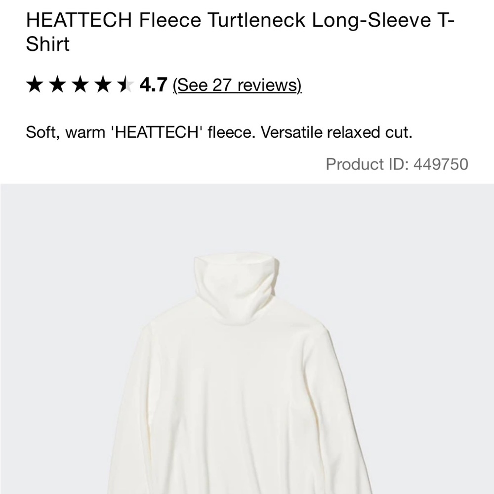 UNIQLO HEATTECH Fleece Turtleneck Long-Sleeve T-
Shirt